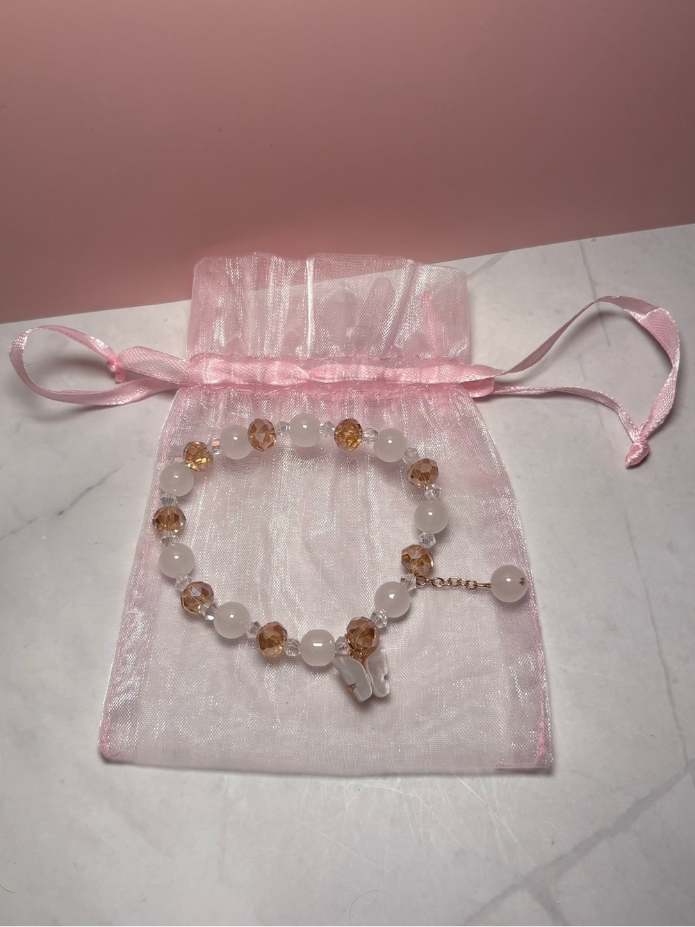 🦋 Beaded Bracelet with Butterly Shaped Charm